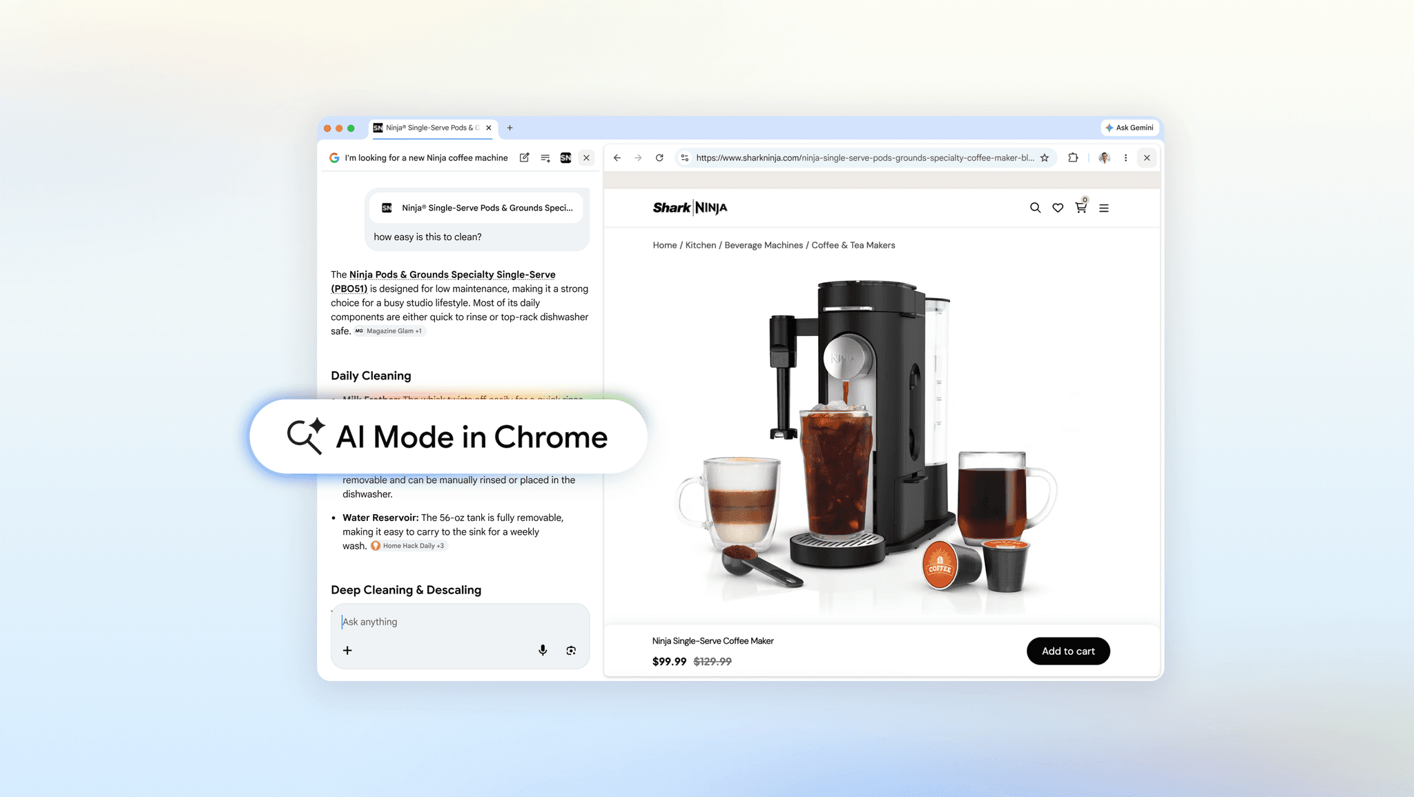 A new way to explore the web with AI Mode in Chrome